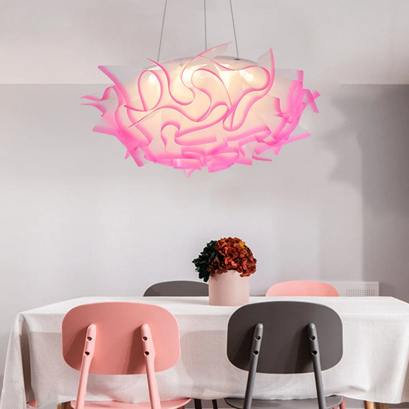 Suspension Design Fleur Art Déco Acrylique 1 Suspension Plafond Rose/Orange/Bleu Manifeste pour Salle à Manger