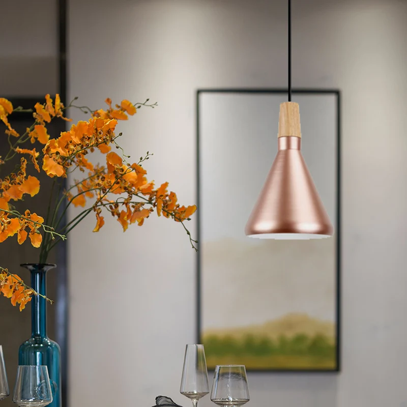 Trieur courrier Lampe suspendue pyramide en or Rose, 1 tête, lampe suspendue en aluminium de Style récent pour salle d'étude