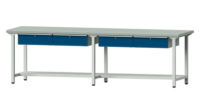 Bancs de travail ANKE table de travail exemple 195 2800 x 800 x 840 mm RAL 7035/5010 ZBP 40 mm 401.492 commander à bas prix