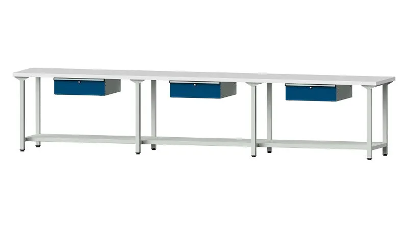 Bancs de travail ANKE table de travail exemple 103 4050 x 700 x 840 mm RAL 7035/5010 KSP 40 mm 400.536 prendre à bas prix