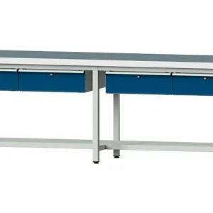 Bancs de travail ANKE table de travail exemple 95 2800 x 700 x 850 mm RAL 7035/5010 UBP 50 mm 400.442 se procurer à bas prix