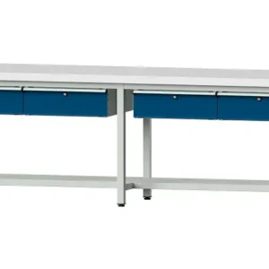 Bancs de travail ANKE table de travail exemple 95 2800 x 700 x 850 mm RAL 7035/5010 KSP 50 mm 400.438 acquérir à bas prix