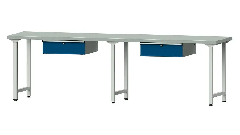 Bancs de travail ANKE table de travail exemple 93 2800 x 700 x 840 mm RAL 7035/5010 ZBP 40 mm 400.428 choisir à bas prix