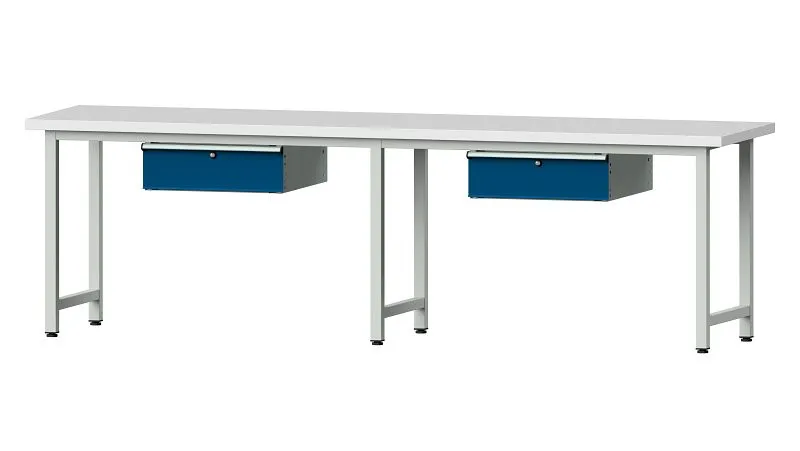 Bancs de travail ANKE table de travail exemple 93 2800 x 700 x 840 mm RAL 7035/5010 KSP 40 mm 400.420 magasiner à bas prix