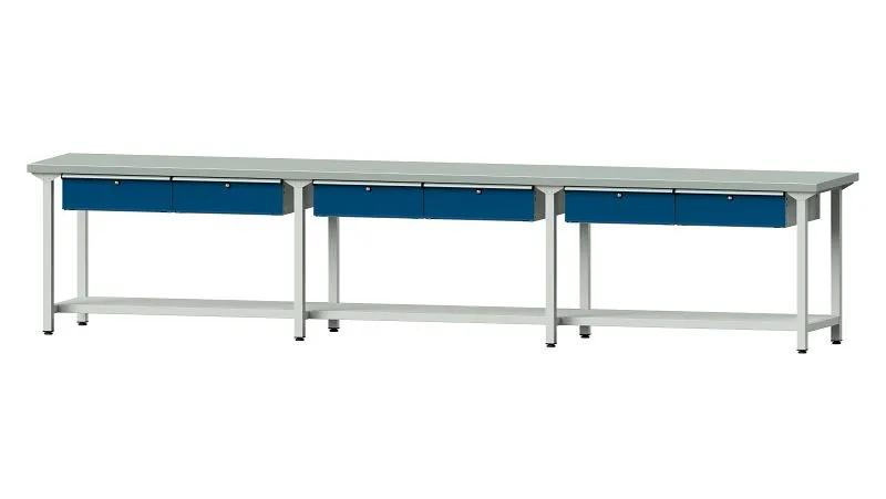 Bancs de travail ANKE table de travail exemple 105 4050 x 700 x 840 mm RAL 7035/5010 ZBP 40 mm 400.528 se fournir à bas prix