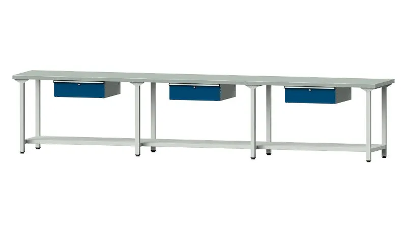 Bancs de travail ANKE table de travail exemple 103 4050 x 700 x 840 mm RAL 7035/5010 ZBP 40 mm 400.544 magasiner à bas prix