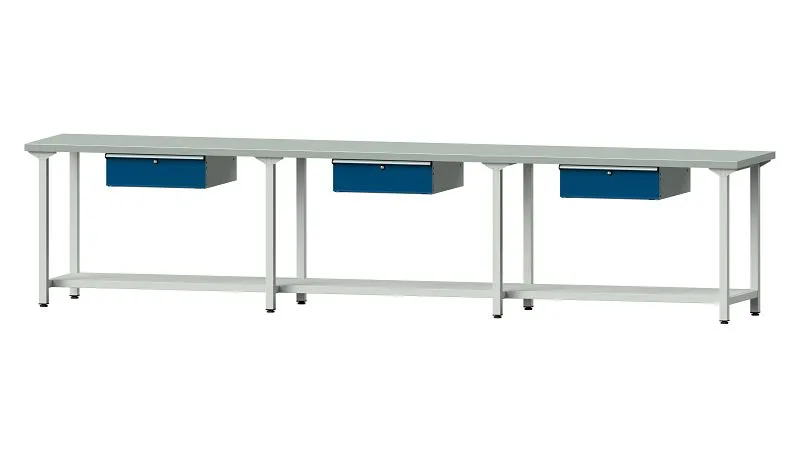 Bancs de travail ANKE table de travail exemple 103 4050 x 700 x 890 mm RAL 7035/5010 ZBP 40 mm 400.545 commander à bas prix