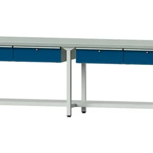 Bancs de travail ANKE table de travail exemple 95 2800 x 700 x 840 mm RAL 7035/5010 ZBP 40 mm 400.444 se procurer à bas prix