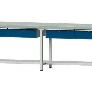 Bancs de travail ANKE table de travail exemple 95 2800 x 700 x 850 mm RAL 7035/5010 ZBP 50 mm 400.446 prendre à bas prix