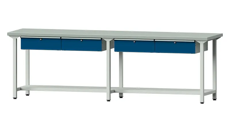 Bancs de travail ANKE table de travail exemple 95 2800 x 700 x 890 mm RAL 7035/5010 ZBP 40 mm 400.445 se procurer à bas prix
