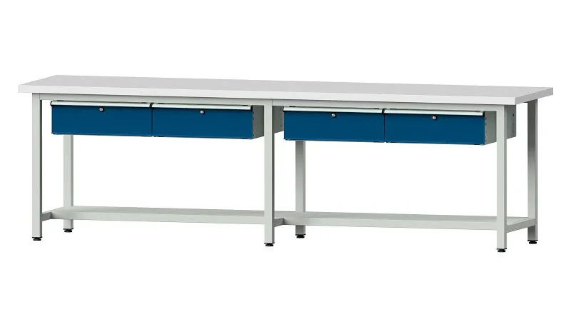 Bancs de travail ANKE table de travail exemple 95 2800 x 700 x 840 mm RAL 7035/5010 KSP 40 mm 400.436 acquérir à bas prix