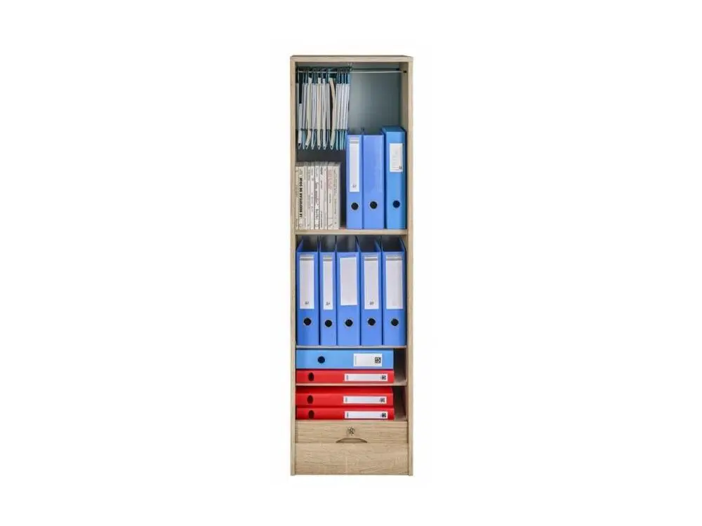 Classeur à Rideau 140 cm Largeur 41 cm - Coloris: Chêne Naturel