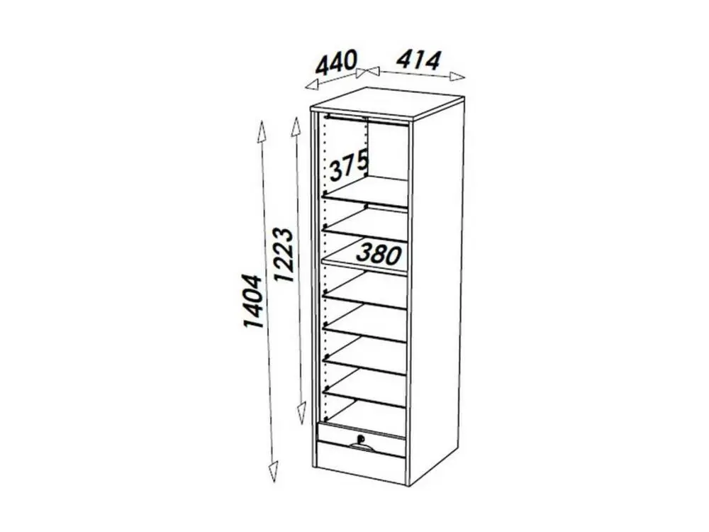 Classeur à Rideau 140 cm Largeur 41 cm - Coloris: Chêne Naturel