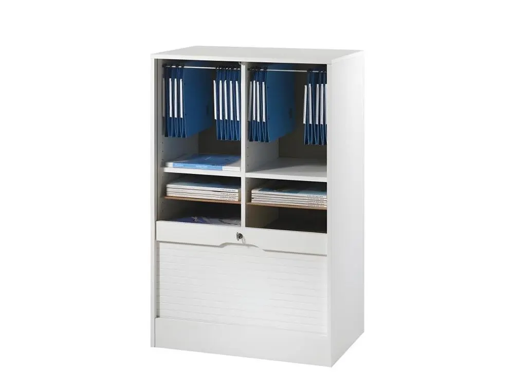 Classeur à Rideau Largeur 70 cm Hauteur 108 cm - Coloris: Blanc