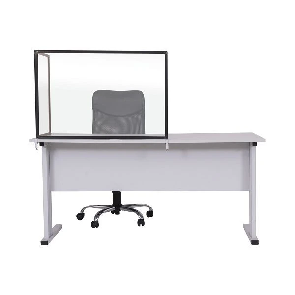 Cloison Bi-Office Duo garde-boue acrylique deux panneaux angle du deuxième panneau réglable cadre aluminium noir 90x60cm e...