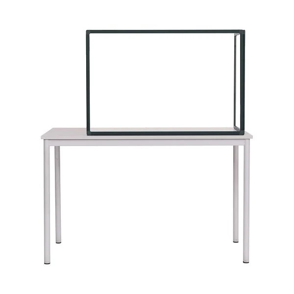 Cloison Bi-Office Duo garde-boue acrylique deux panneaux angle du deuxième panneau réglable cadre aluminium noir 90x60cm e...
