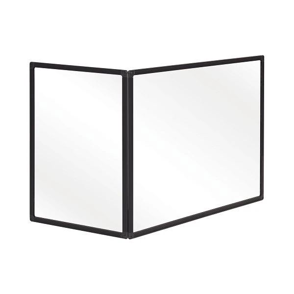 Cloison Bi-Office Duo garde-boue acrylique deux panneaux angle du deuxième panneau réglable cadre aluminium noir 90x60cm e...