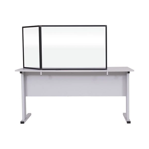 Cloison Bi-Office Duo garde-boue acrylique deux panneaux angle du deuxième panneau réglable cadre aluminium noir 90x60cm e...
