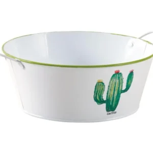 Corbeille ronde en métal laqué Cactus