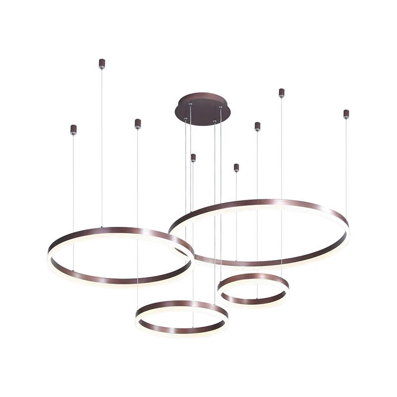 Lustre en forme d'anneaux multiples, luminaire suspendu en acrylique de Style contemporain pour salon