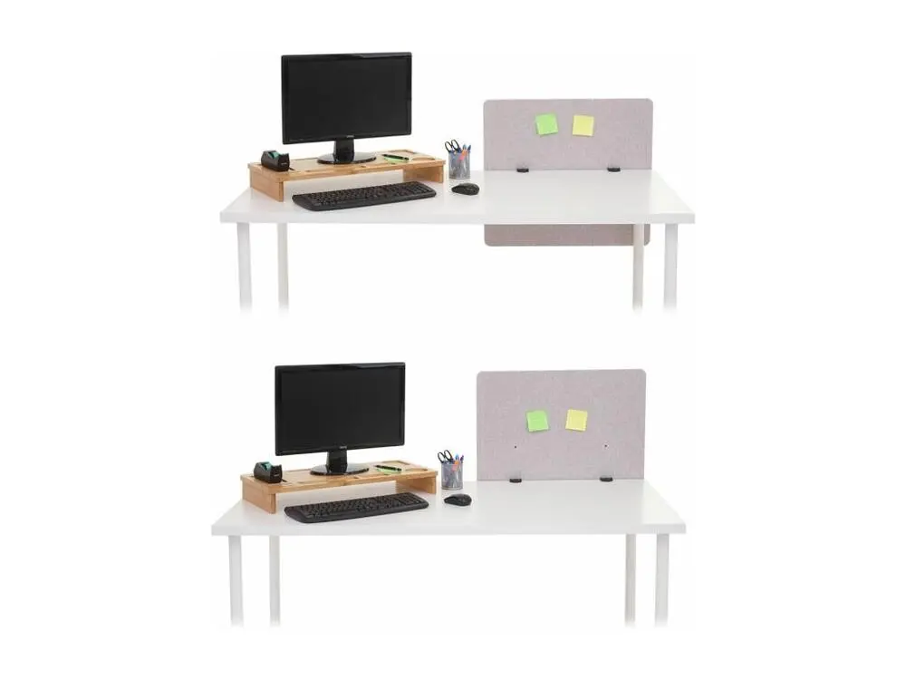 Cloison acoustique de bureau MCW-G75, 65x60cm, gris avec revêtement anti-rayures