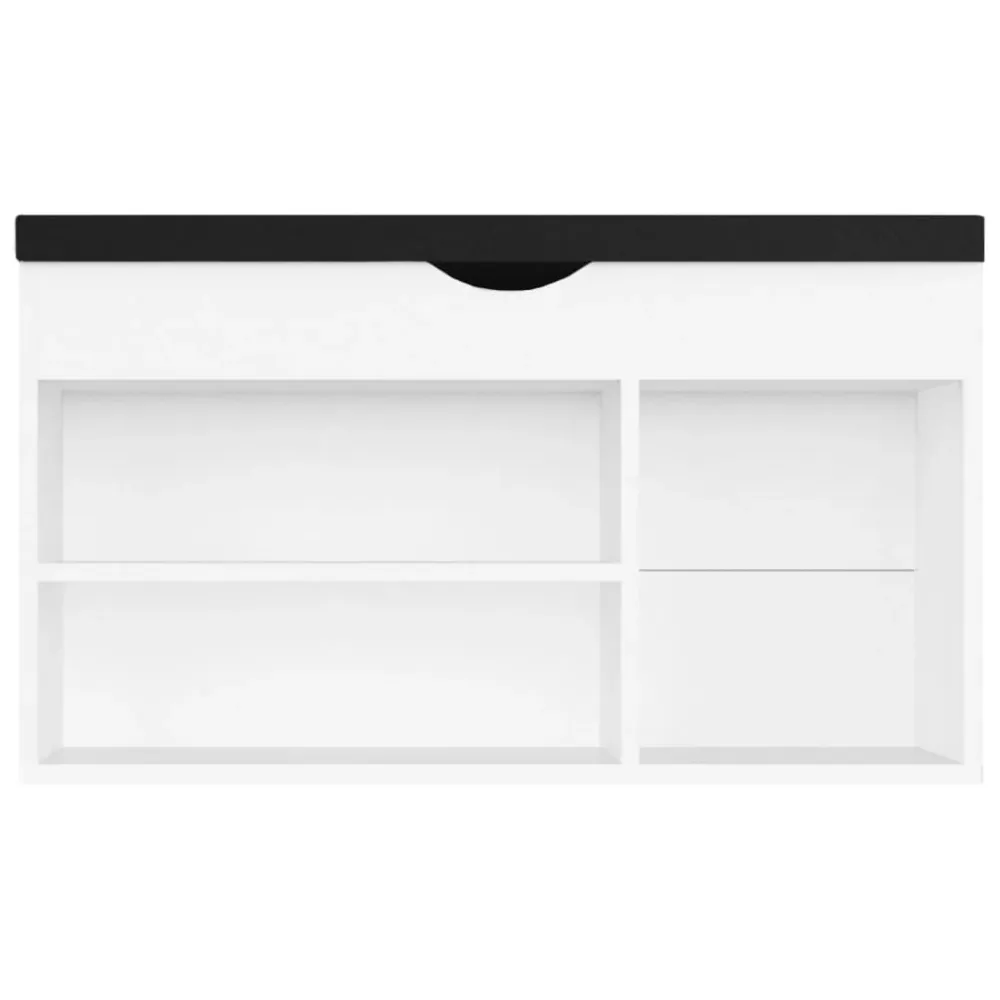Banc à chaussures bottes commode étagère meuble entrée rangement avec coussin bois d'ingénierie blanc 02_0022867