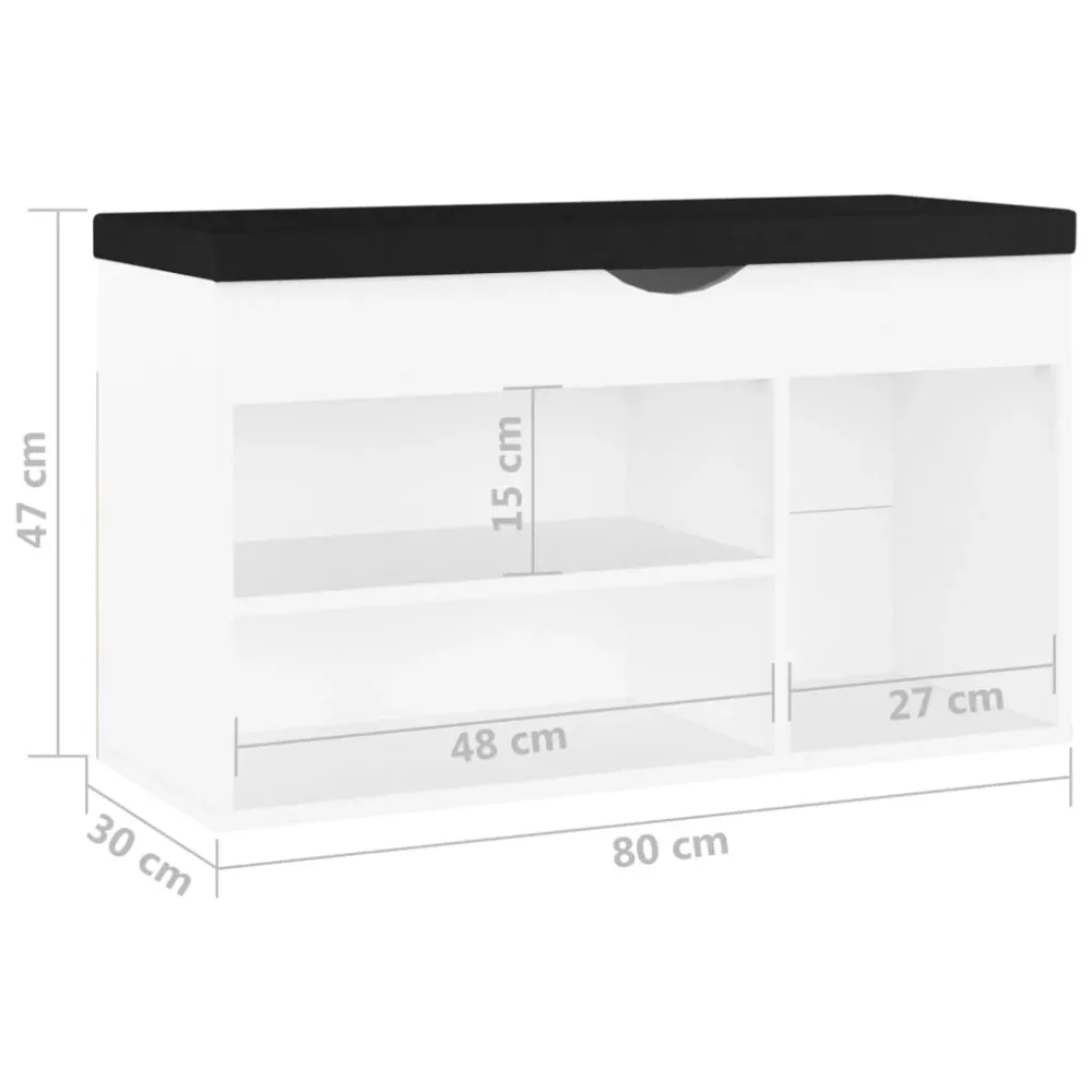 Banc à chaussures bottes commode étagère meuble entrée rangement avec coussin bois d'ingénierie blanc 02_0022867