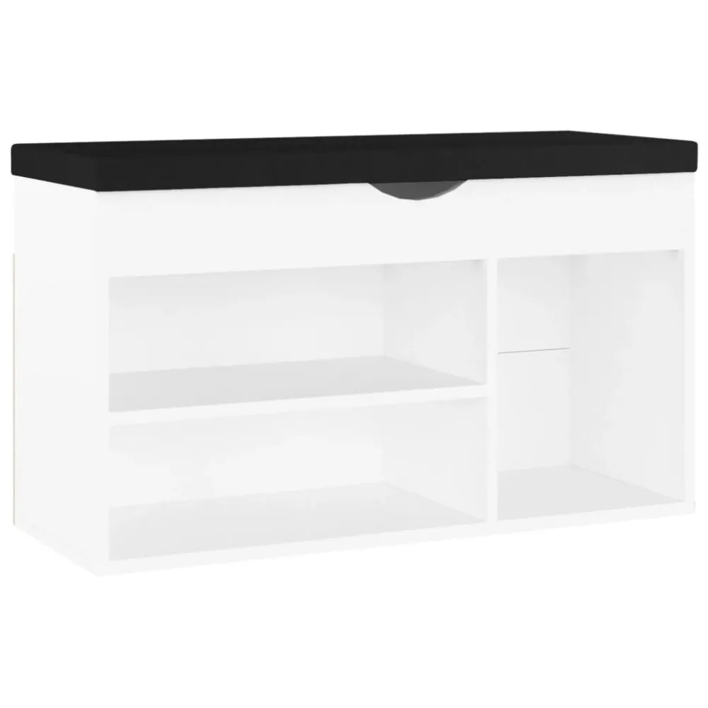 Banc à chaussures bottes commode étagère meuble entrée rangement avec coussin bois d'ingénierie blanc 02_0022867