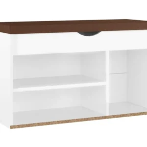 Banc à chaussures coussin Blanc brillant 80x30x47