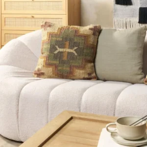 Coussin décoratif avec motif géométrique en jute 45 x 45 cm multicolore PULICAT