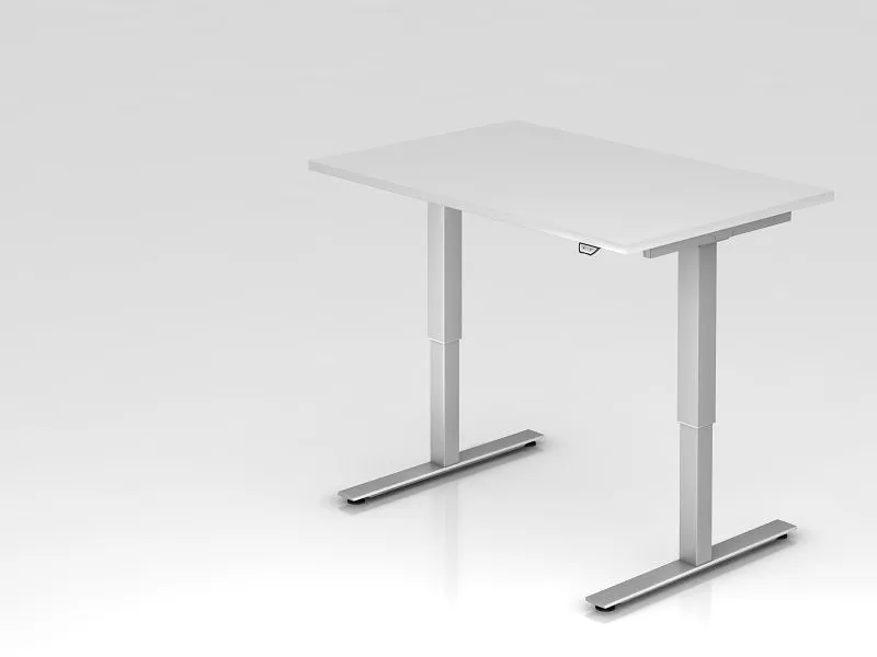 Bureau assis-debout électrique Hammerbacher 120x80cm blanc hauteur de travail 73 - 119 cm VXMST12/W/S se procurer à bas prix