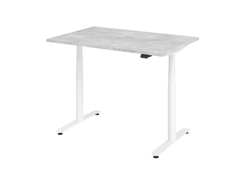 Bureau assis-debout électrique Hammerbacher 120x80cm béton/blanc VXDLR12/M/W commander à bas prix pour une organisation op...