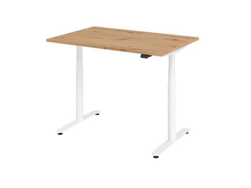 Bureau assis-debout électrique Hammerbacher 120x80cm chêne noueux/blanc VXDLR12/R/W commander à bas prix