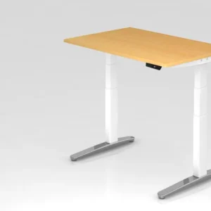 Bureau assis-debout électrique Hammerbacher 120x80cm hêtre/blanc poli forme rectangulaire VXBHM12/6/WC magasiner à bas prix