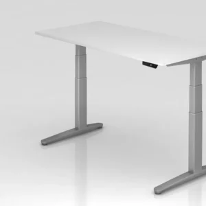 Bureau assis-debout électrique Hammerbacher 160x80cm blanc/argent forme rectangulaire VXBHM16/W/SS se fournir à bas prix