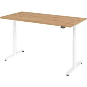 Bureau assis-debout électrique Hammerbacher 160x80cm chêne noueux/blanc VXDLR16/R/W acquérir à bas prix