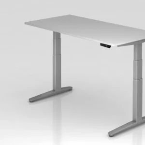 Bureau assis-debout électrique Hammerbacher 160x80cm gris/argent forme rectangulaire VXBHM16/5/SS se fournir à bas prix po...