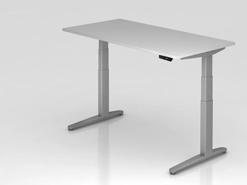 Bureau assis-debout électrique Hammerbacher 160x80cm gris/argent forme rectangulaire VXBHM16/5/SS se fournir à bas prix po...