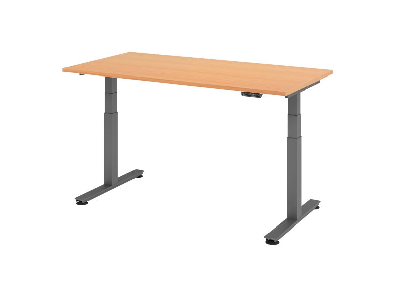 Bureau assis-debout électrique Hammerbacher 160x80cm hêtre hauteur de travail 635-1285 cm VXDSM16/6/G commander à bas prix...