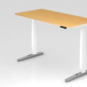 Bureau assis-debout électrique Hammerbacher 160x80cm hêtre/blanc poli forme rectangulaire VXBHM16/6/WC acquérir à bas prix