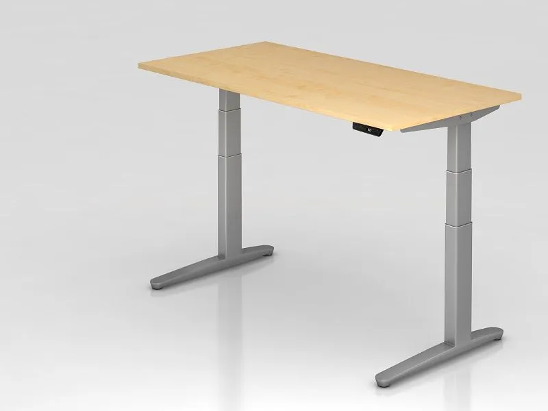 Bureau assis-debout électrique Hammerbacher 160x80cm érable/argent forme rectangulaire VXBHM16/3/SS acquérir à bas prix en...
