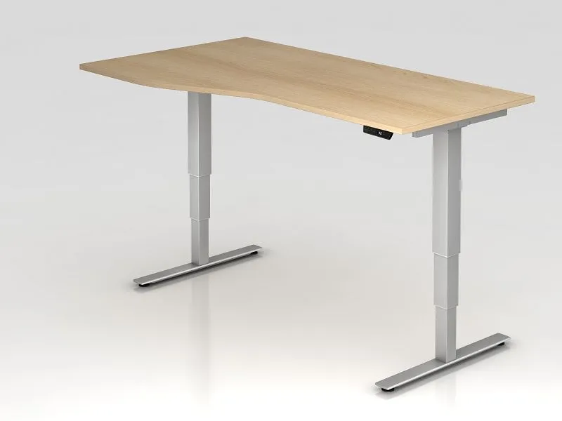 Bureau assis-debout électrique Hammerbacher 180x100/80cm chêne forme libre montable à gauche ou à droite VXDSM18/E/S magas...