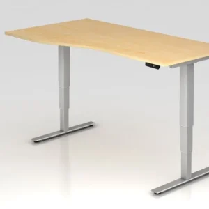 Bureau assis-debout électrique Hammerbacher 180x100/80cm érable forme libre montable à gauche ou à droite VXDSM18/3/S obte...