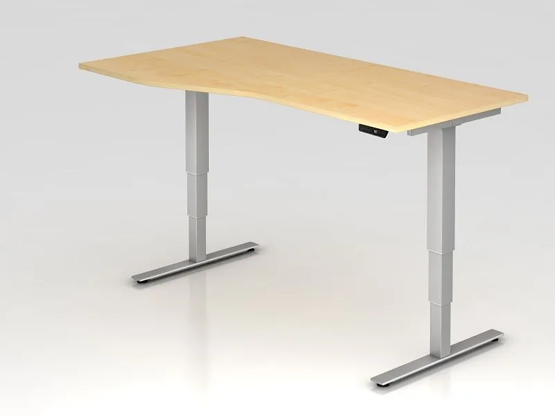Bureau assis-debout électrique Hammerbacher 180x100/80cm érable forme libre montable à gauche ou à droite VXDSM18/3/S obte...