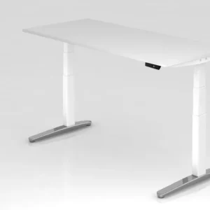 Bureau assis-debout électrique Hammerbacher 180x80cm blanc/blanc poli forme rectangulaire VXBHM19/W/WC prendre à bas prix