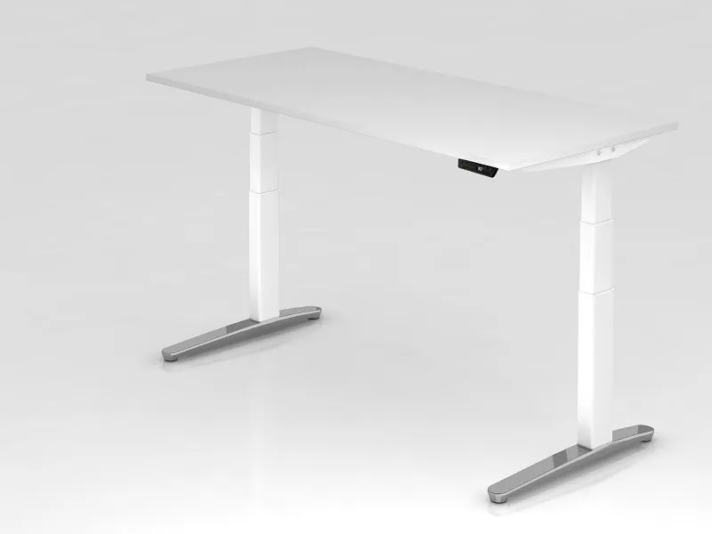 Bureau assis-debout électrique Hammerbacher 180x80cm blanc/blanc poli forme rectangulaire VXBHM19/W/WC prendre à bas prix