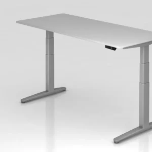 Bureau assis-debout électrique Hammerbacher 180x80cm gris/argent forme rectangulaire VXBHM19/5/SS obtenir à bas prix