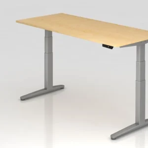 Bureau assis-debout électrique Hammerbacher 180x80cm érable/argent forme rectangulaire VXBHM19/3/SS se procurer à bas prix