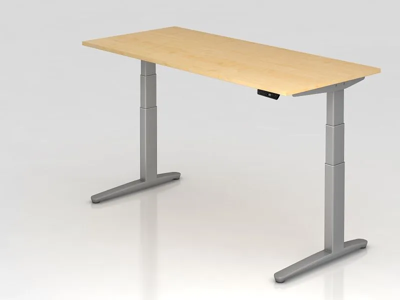 Bureau assis-debout électrique Hammerbacher 180x80cm érable/argent forme rectangulaire VXBHM19/3/SS se procurer à bas prix