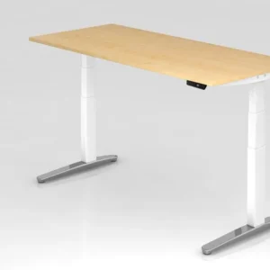 Bureau assis-debout électrique Hammerbacher 180x80cm érable/blanc poli forme rectangulaire VXBHM19/3/WC commander à bas prix